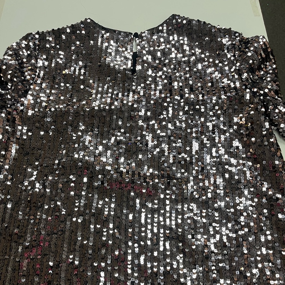 Express Black Sequin Silver Top - image 1
